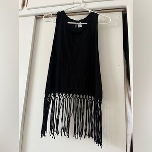 Black Fringe Tank Top